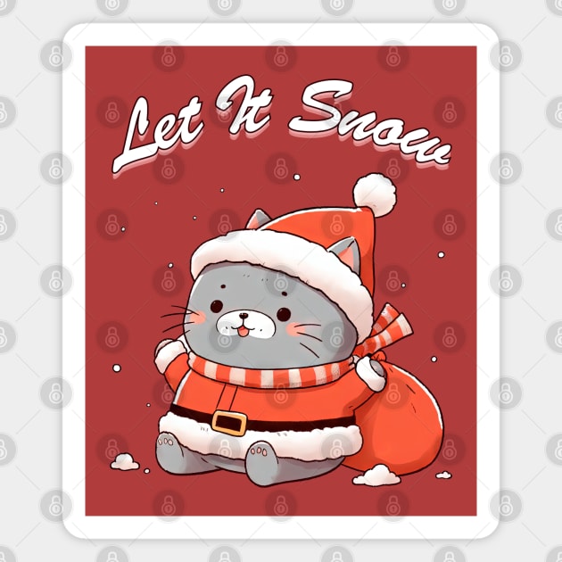 Santa Cat Let It Snow Magnet by Takeda_Art